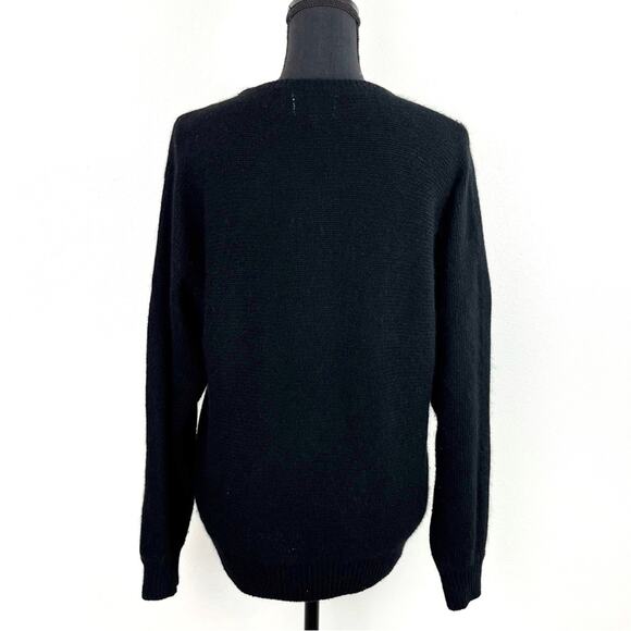 Vintage 90s Sweater Black Angora Silk Lambswool Sequin Design Dolman Sleeve - Picture 4 of 7